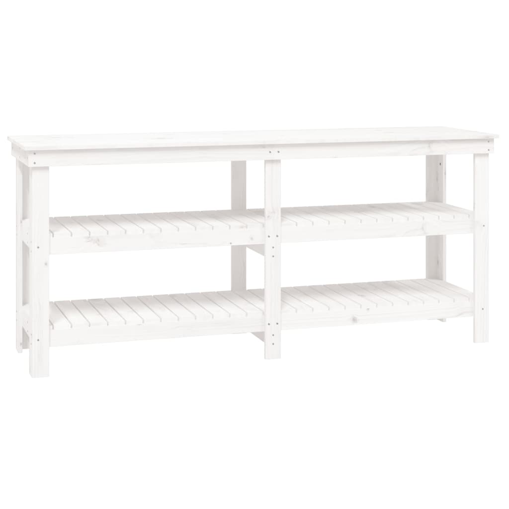vidaXL Stolik roboczy, biały, 181x50x80 cm, lite drewno sosnowe