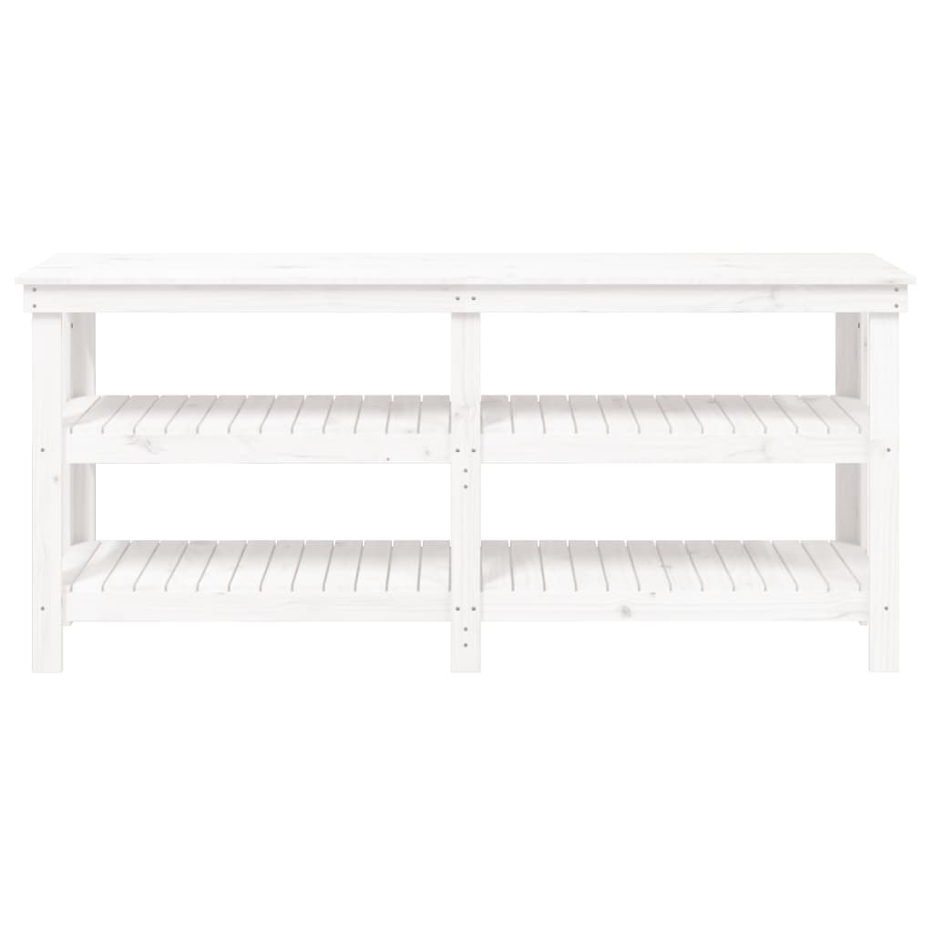 vidaXL Stolik roboczy, biały, 181x50x80 cm, lite drewno sosnowe