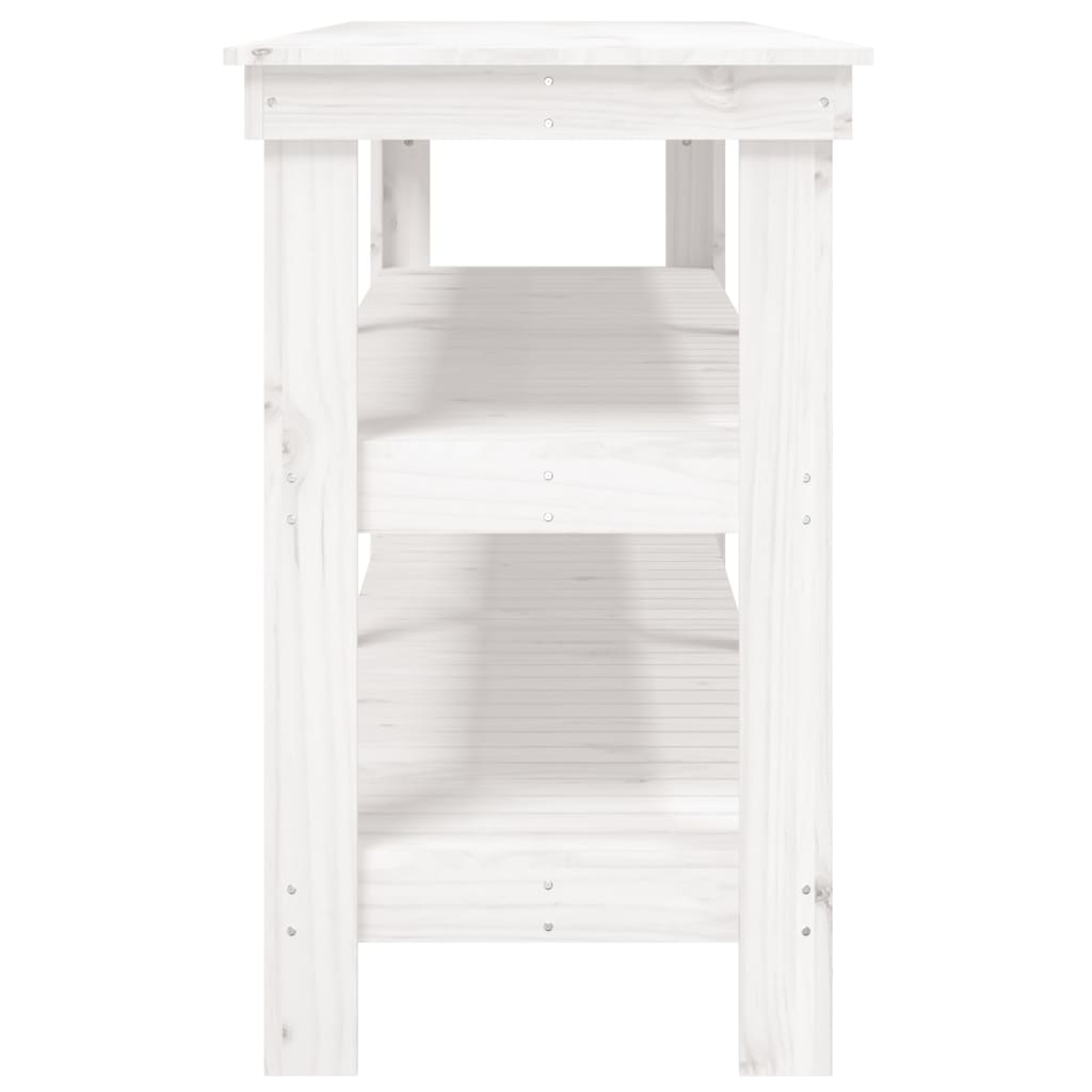vidaXL Stolik roboczy, biały, 181x50x80 cm, lite drewno sosnowe