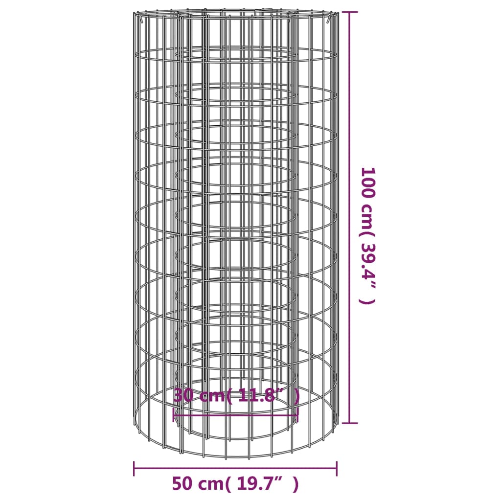 vidaXL Palenisko gabionowe, Ø 50 cm, galwanizowane żelazo