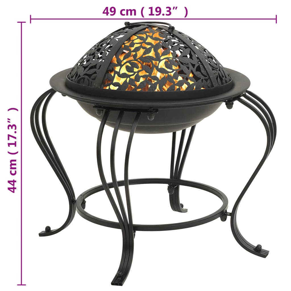 vidaXL Palenisko z pogrzebaczem, 49 cm, stal