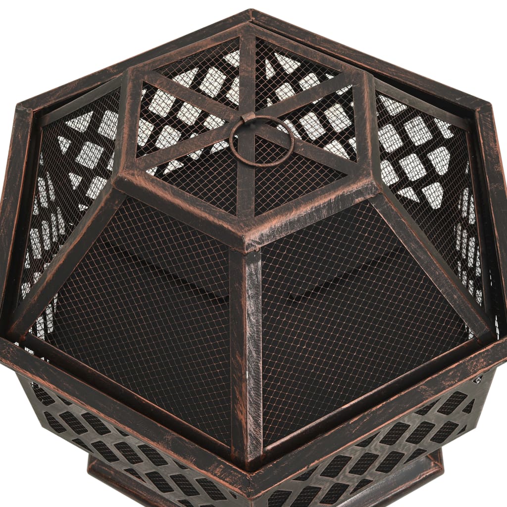 vidaXL Rustykalne palenisko z pogrzebaczem, 62x54x56 cm, XXL, stal