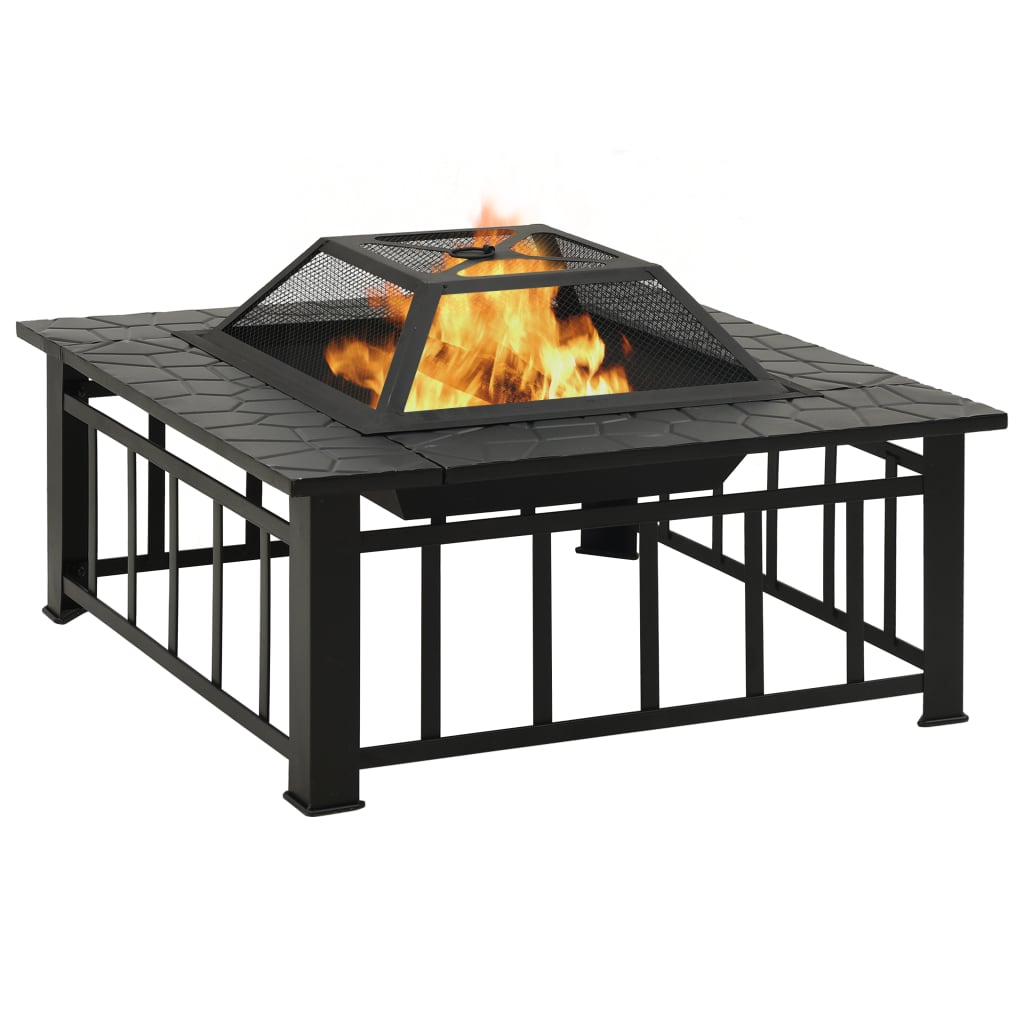 vidaXL Palenisko z pogrzebaczem, 79x79x46,5 cm, XXL, stal