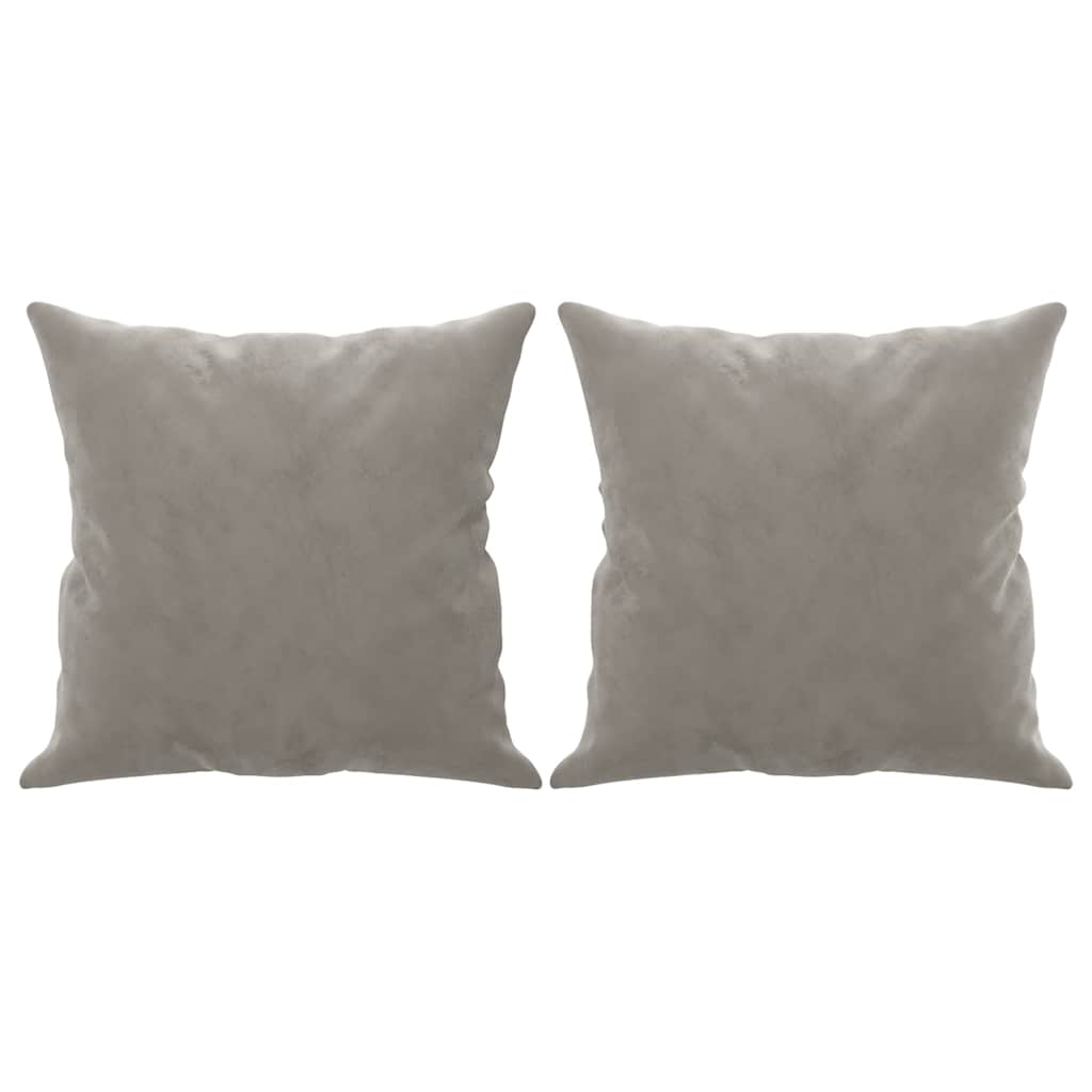 vidaXL 2-osobowa sofa z poduszkami, jasnoszara, 120 cm, aksamit