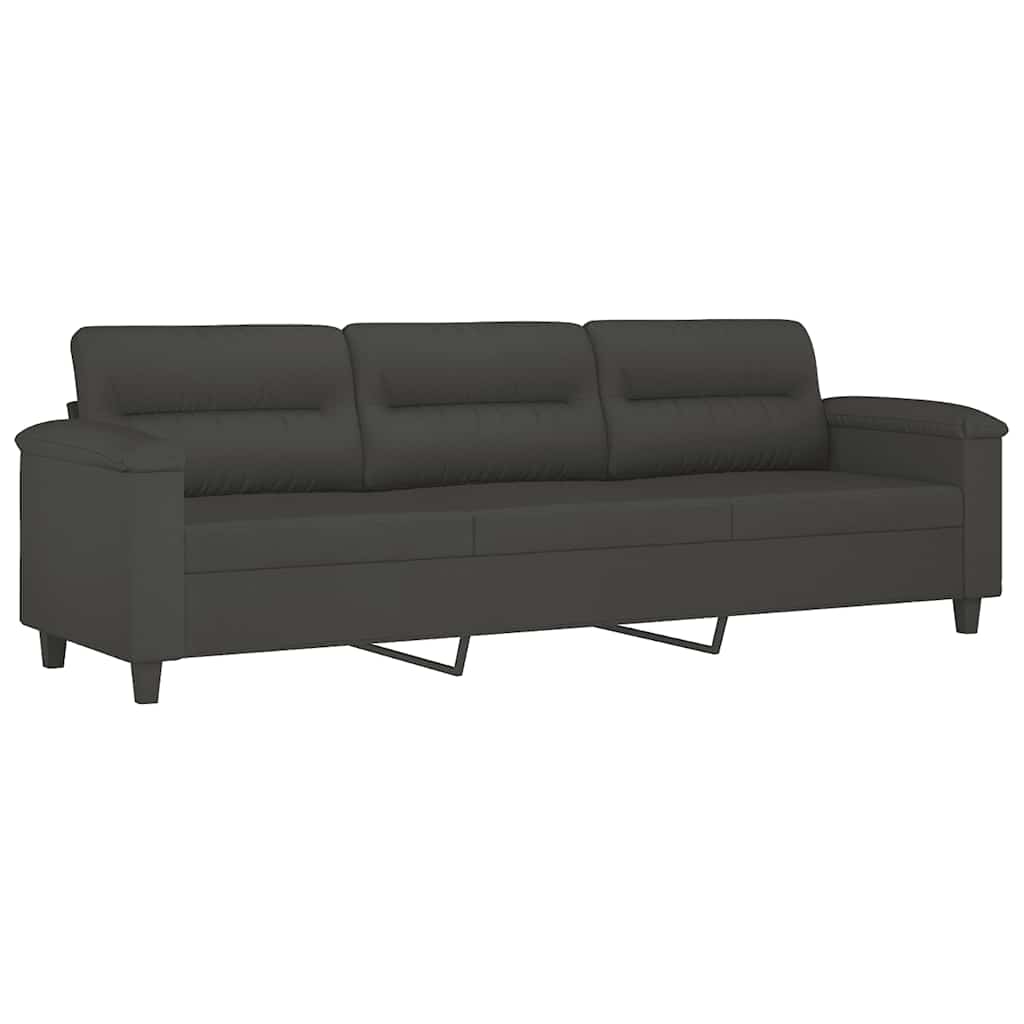 vidaXL 3-os. sofa z podnóżkiem, ciemnoszara, 210 cm, obita mikrofibrą