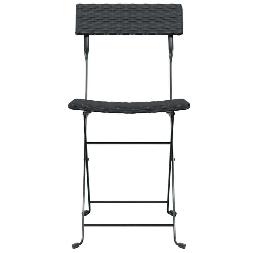 vidaXL Składane krzesła bistro, 8 szt., czarne, polirattan i stal
