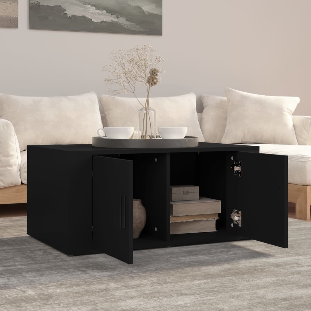 vidaXL Stolik kawowy, czarny, 80x50x36 cm, materiał drewnopochodny