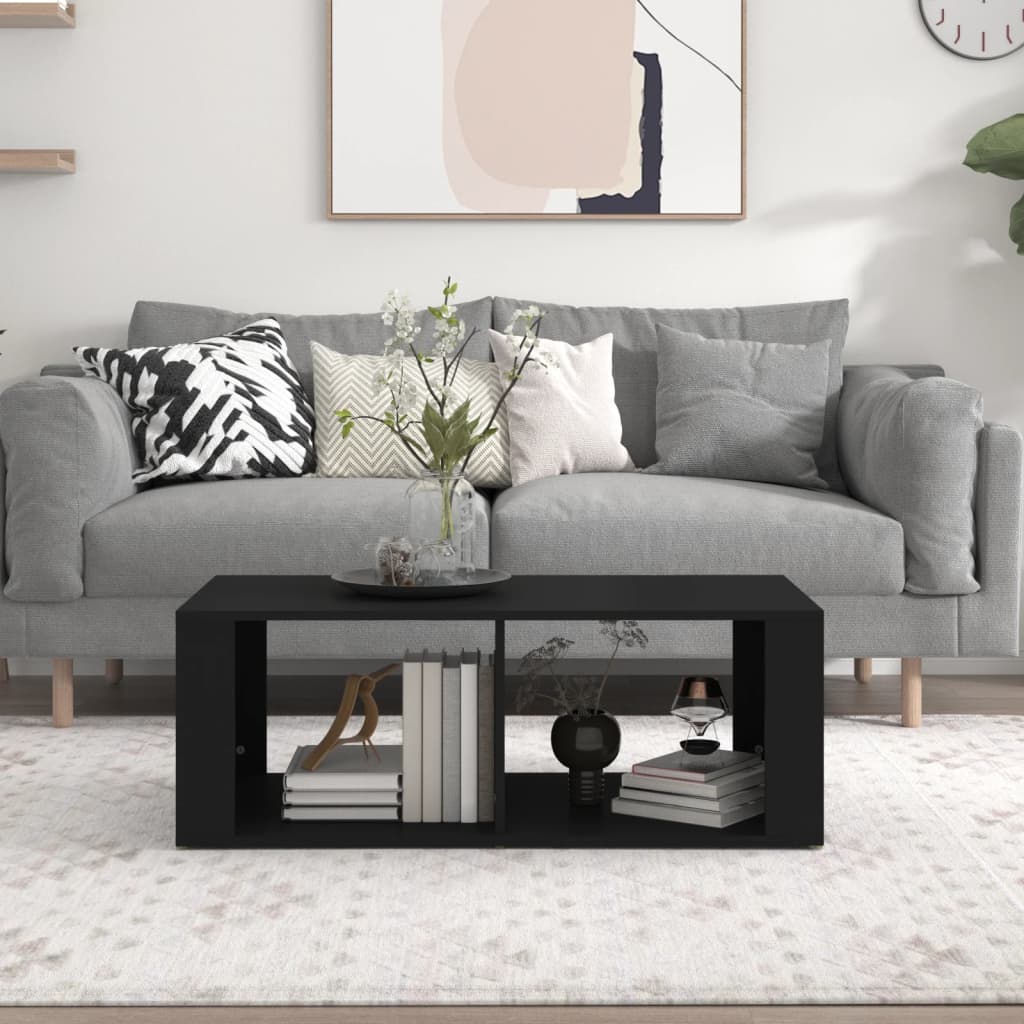 vidaXL Stolik kawowy, czarny 100x50x36 cm, materiał drewnopochodny