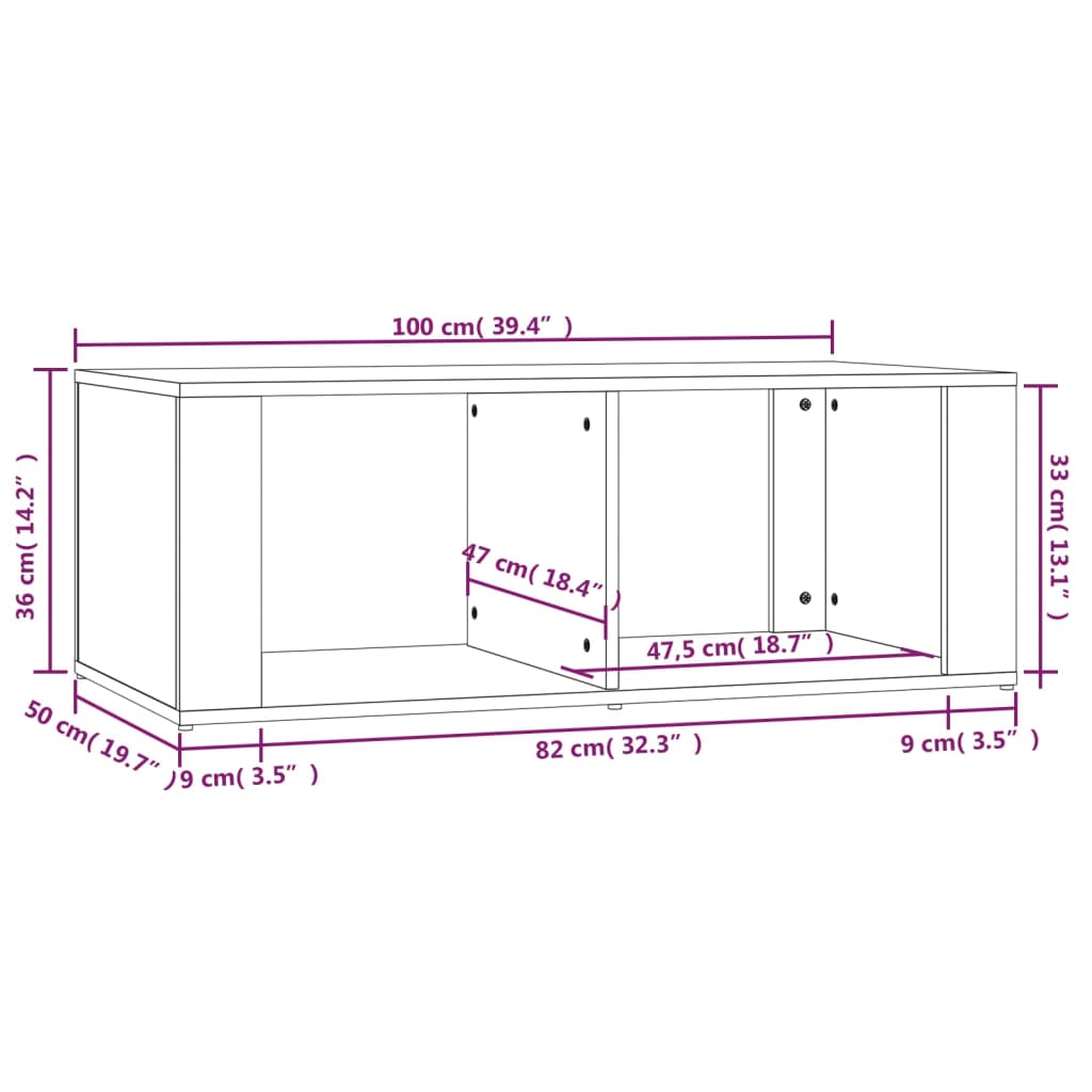 vidaXL Stolik kawowy, czarny 100x50x36 cm, materiał drewnopochodny