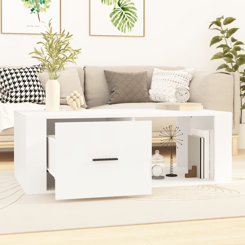vidaXL Stolik kawowy, biały 100x50,5x35 cm, materiał drewnopochodny