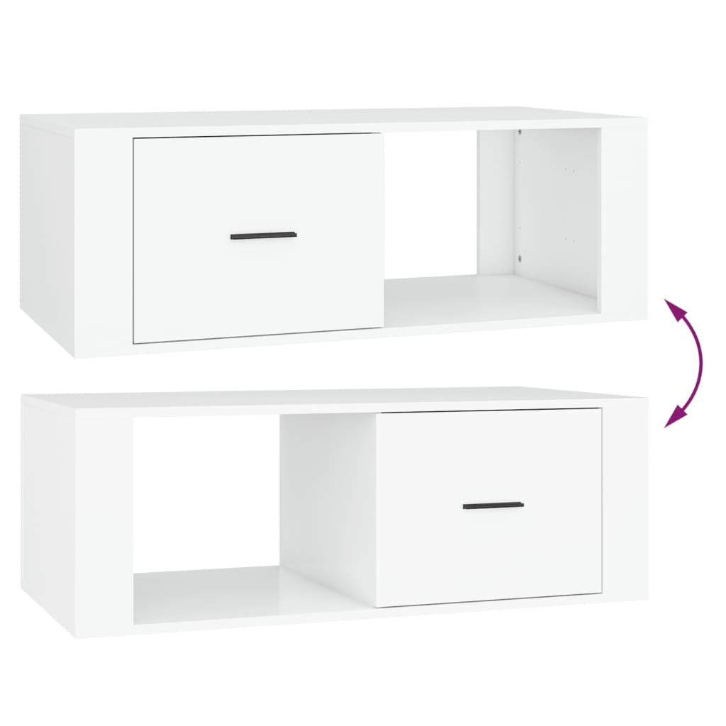 vidaXL Stolik kawowy, biały 100x50,5x35 cm, materiał drewnopochodny