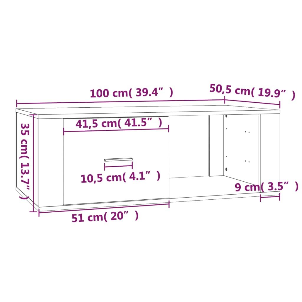 vidaXL Stolik kawowy, biały 100x50,5x35 cm, materiał drewnopochodny