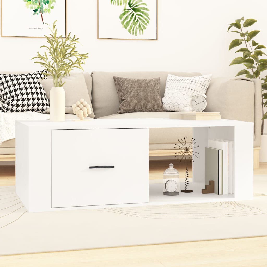 vidaXL Stolik kawowy, biały 100x50,5x35 cm, materiał drewnopochodny