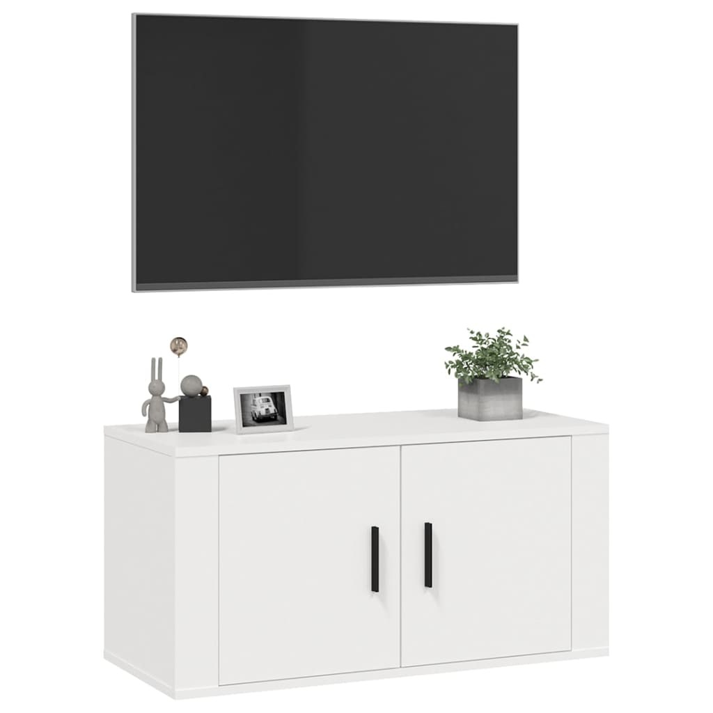 vidaXL Wisząca szafka telewizyjna, biała, 80x34,5x40 cm