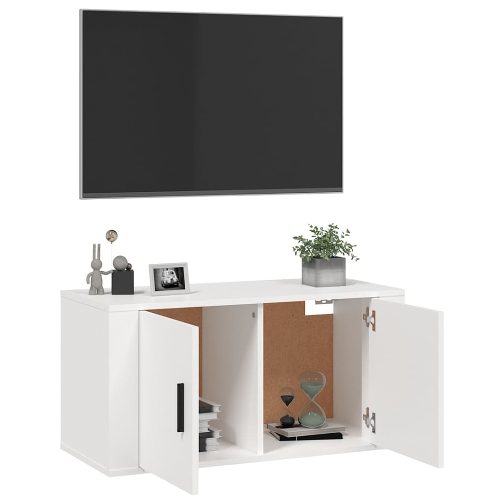 vidaXL Wisząca szafka telewizyjna, biała, 80x34,5x40 cm