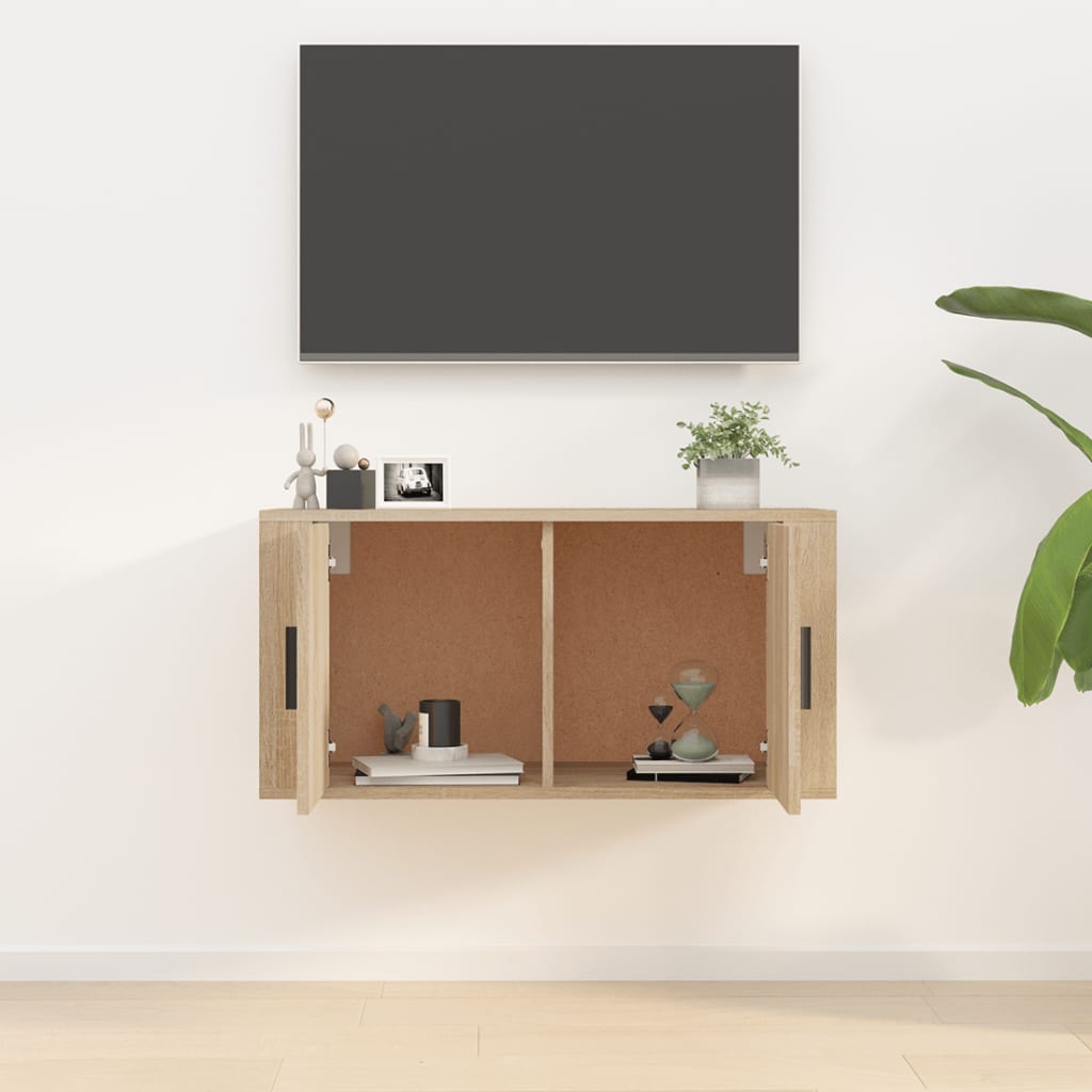 vidaXL Wisząca szafka telewizyjna, dąb sonoma, 80x34,5x40 cm
