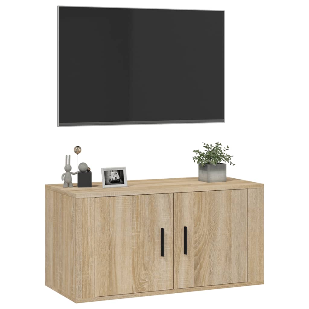 vidaXL Wisząca szafka telewizyjna, dąb sonoma, 80x34,5x40 cm
