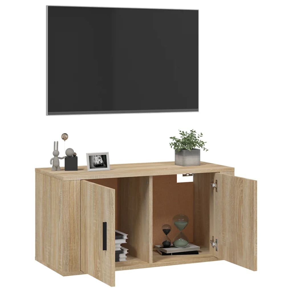 vidaXL Wisząca szafka telewizyjna, dąb sonoma, 80x34,5x40 cm
