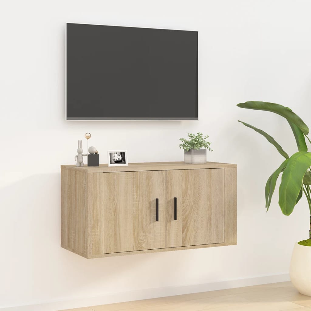 vidaXL Wisząca szafka telewizyjna, dąb sonoma, 80x34,5x40 cm