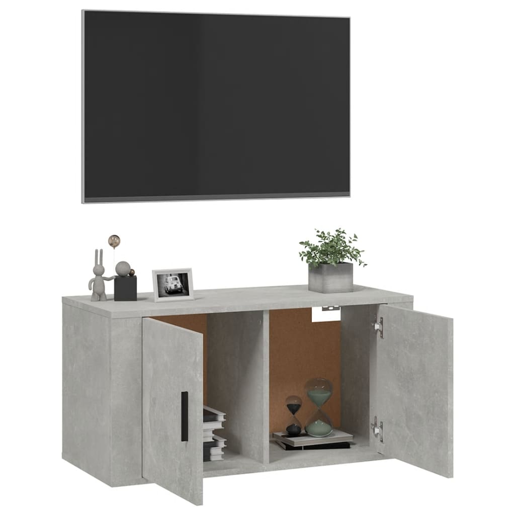 vidaXL Wisząca szafka telewizyjna, szarość betonu, 80x34,5x40 cm
