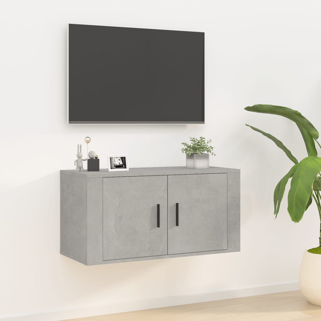 vidaXL Wisząca szafka telewizyjna, szarość betonu, 80x34,5x40 cm