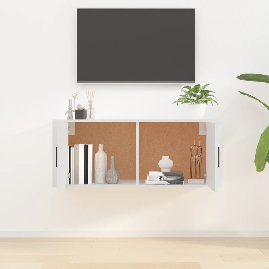 vidaXL Wisząca szafka telewizyjna, biała, 100x34,5x40 cm