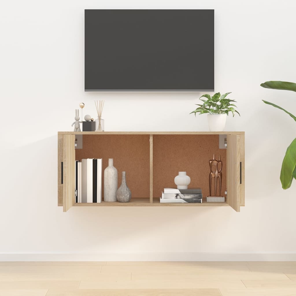 vidaXL Wisząca szafka telewizyjna, dąb sonoma, 100x34,5x40 cm
