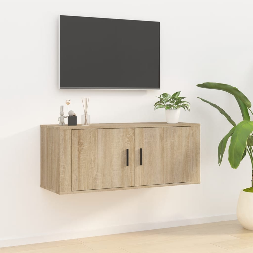 vidaXL Wisząca szafka telewizyjna, dąb sonoma, 100x34,5x40 cm