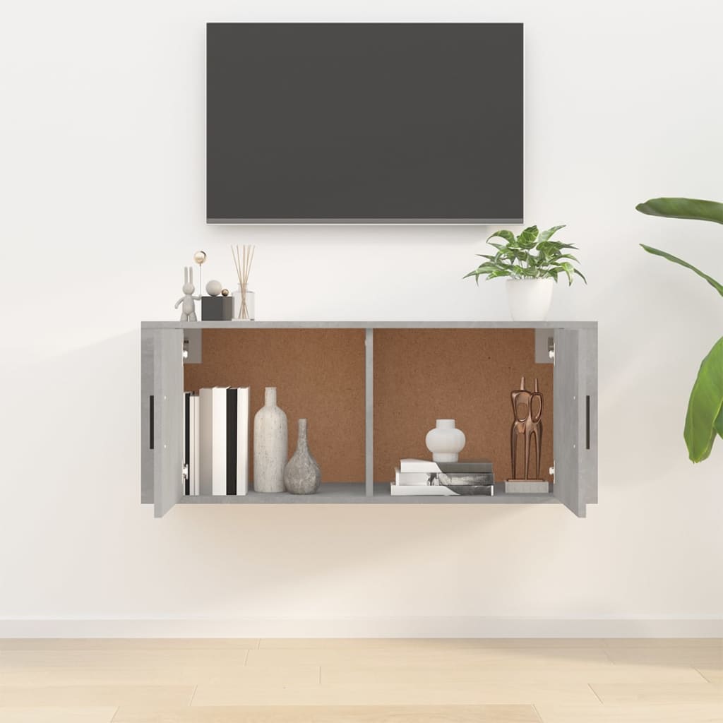 vidaXL Wisząca szafka telewizyjna, szarość betonu, 100x34,5x40 cm