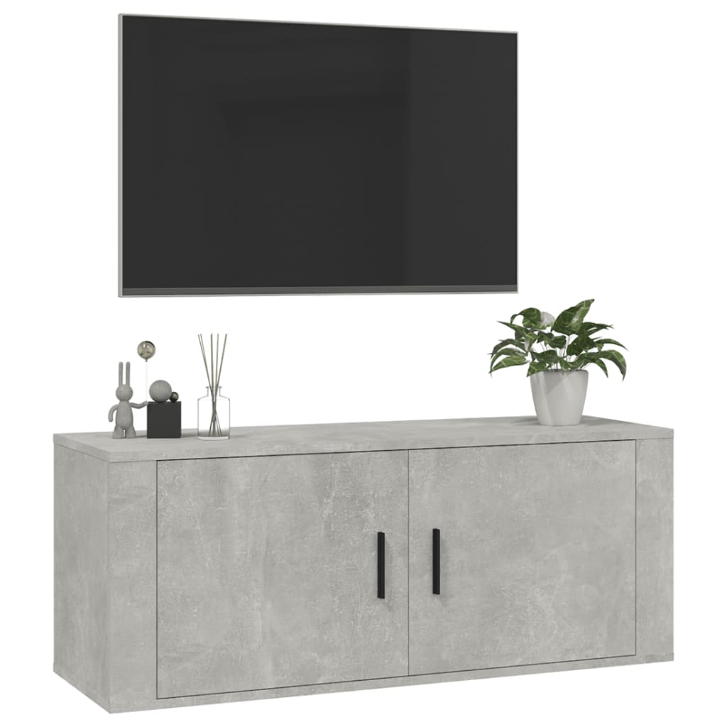 vidaXL Wisząca szafka telewizyjna, szarość betonu, 100x34,5x40 cm