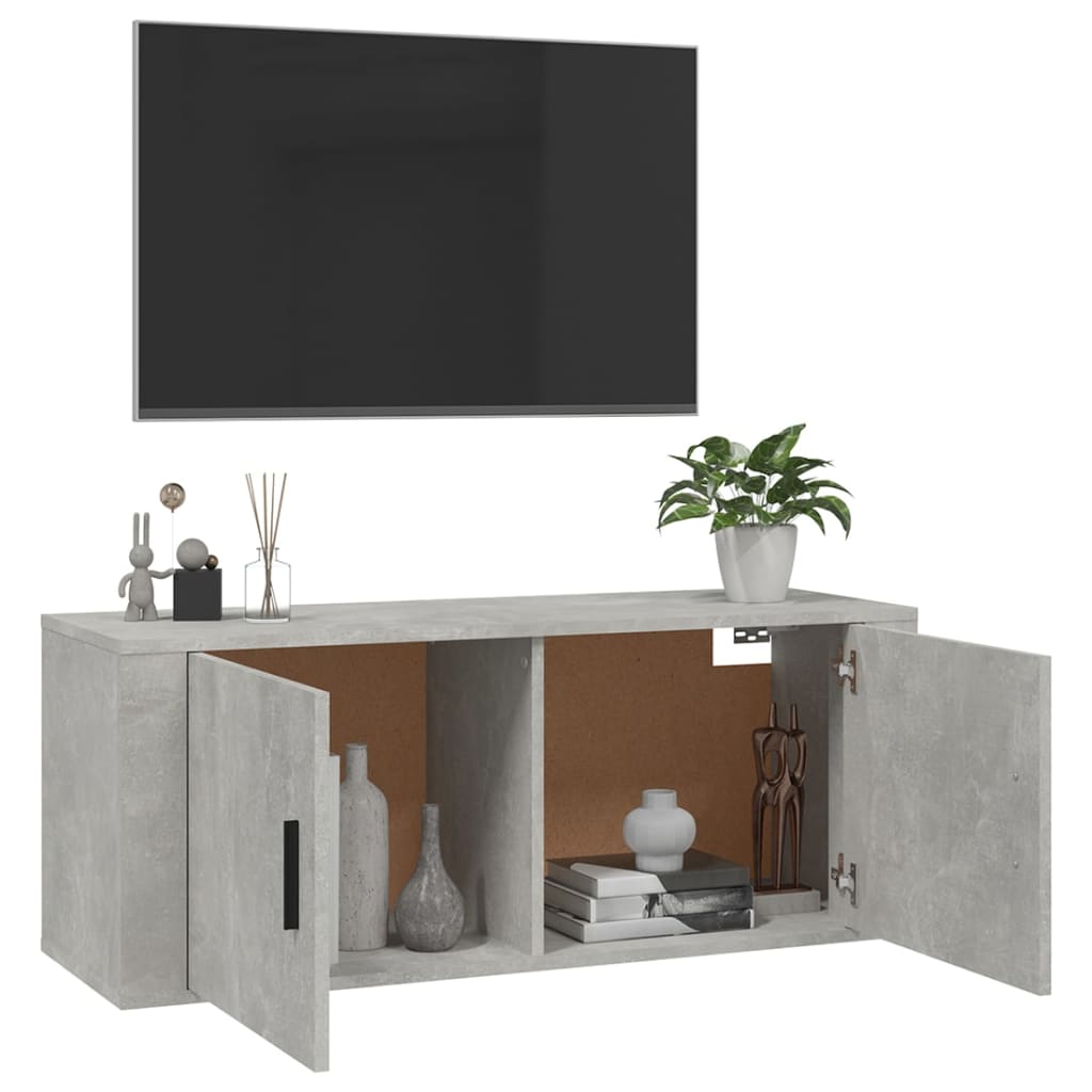 vidaXL Wisząca szafka telewizyjna, szarość betonu, 100x34,5x40 cm