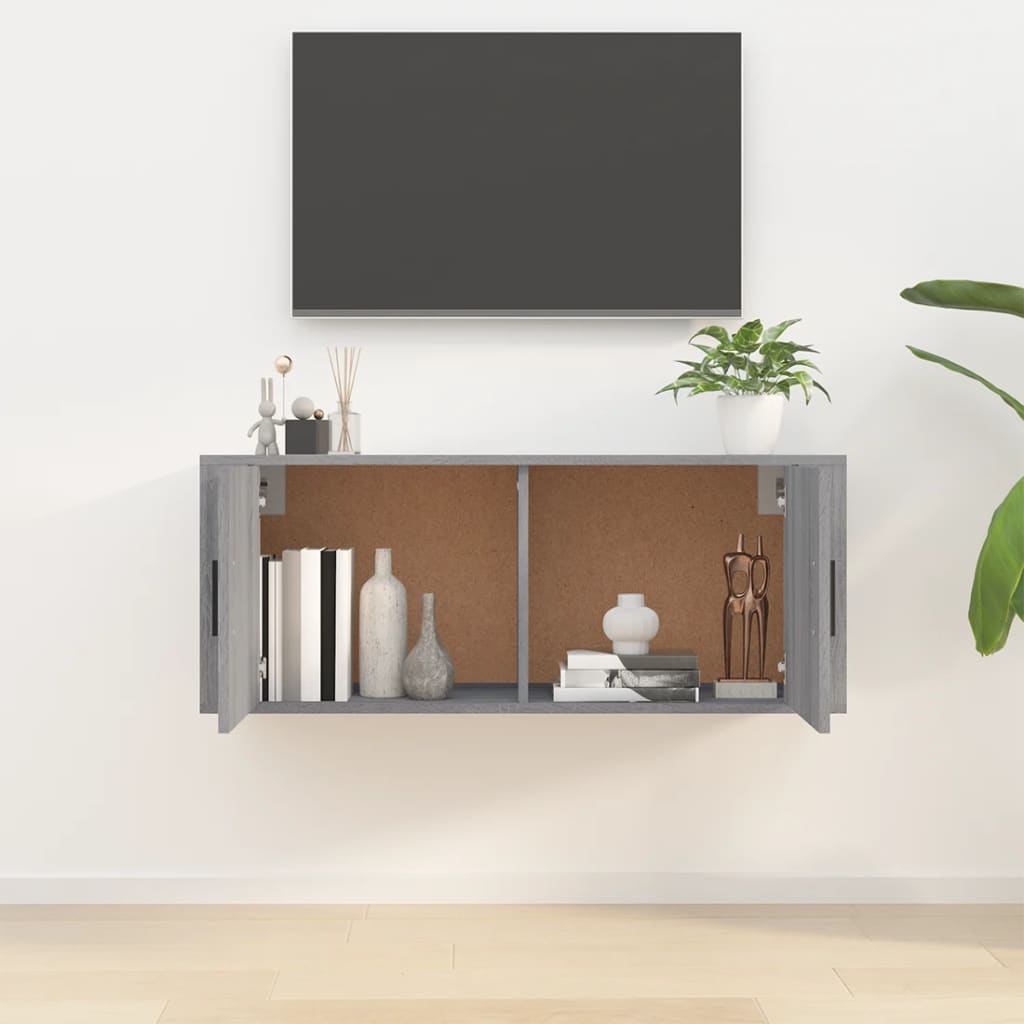 vidaXL Wisząca szafka telewizyjna, szary dąb sonoma, 100x34,5x40 cm