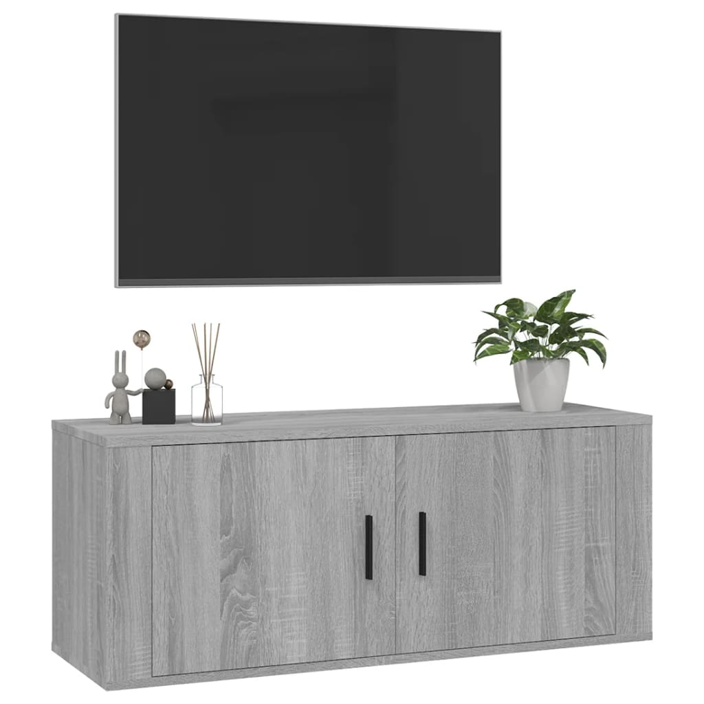vidaXL Wisząca szafka telewizyjna, szary dąb sonoma, 100x34,5x40 cm