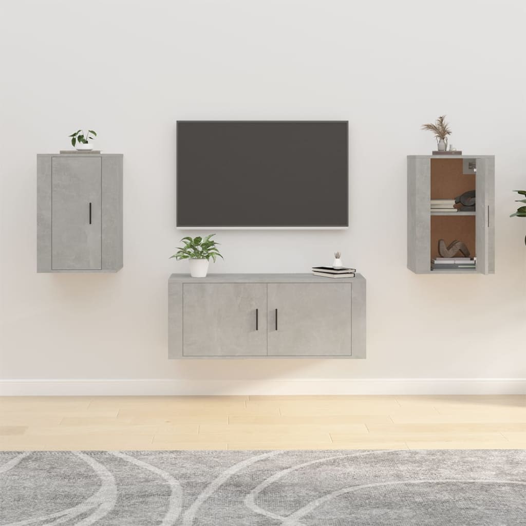 vidaXL Wiszące szafki TV, 2 szt., szarość betonu, 40x34,5x60 cm