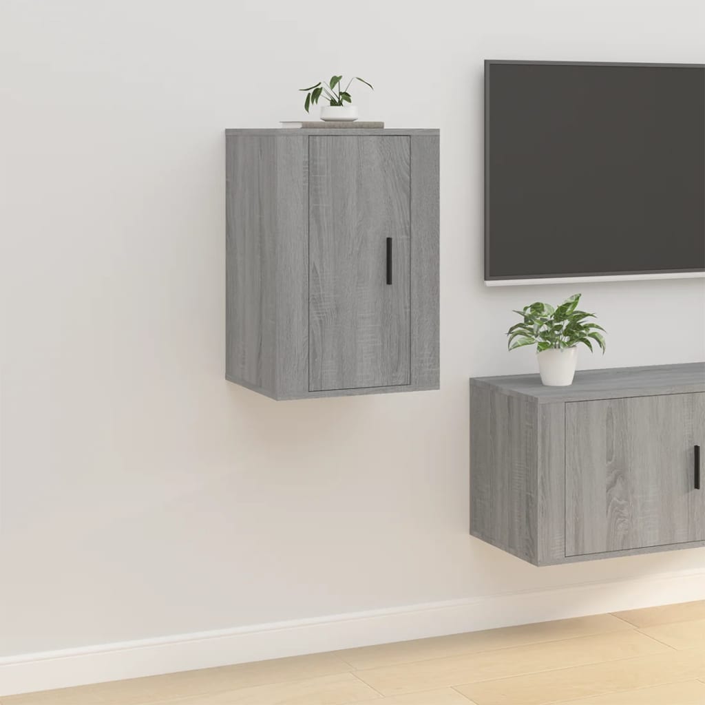 vidaXL Wiszące szafki TV, 2 szt., szary dąb sonoma, 40x34,5x60 cm