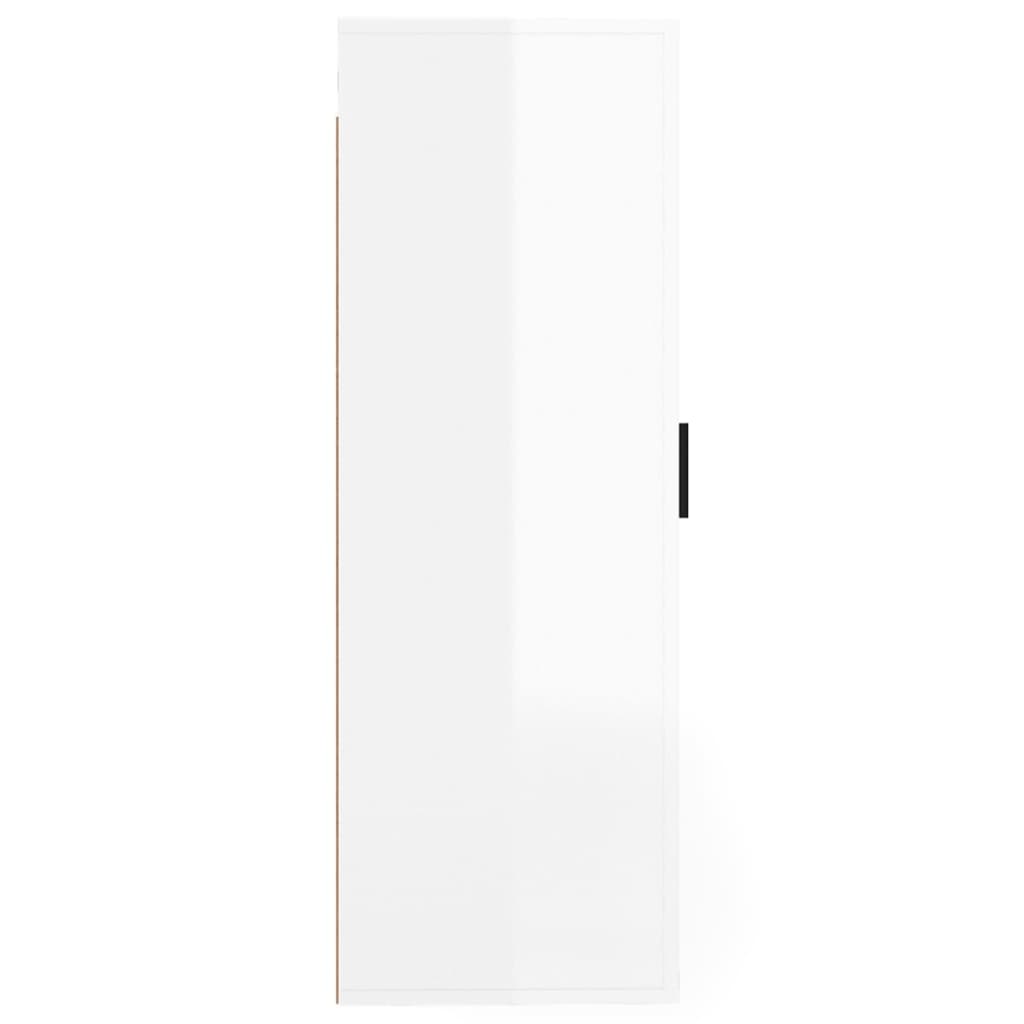 vidaXL Wisząca szafka TV, wysoki połysk, biała, 40x34,5x100 cm