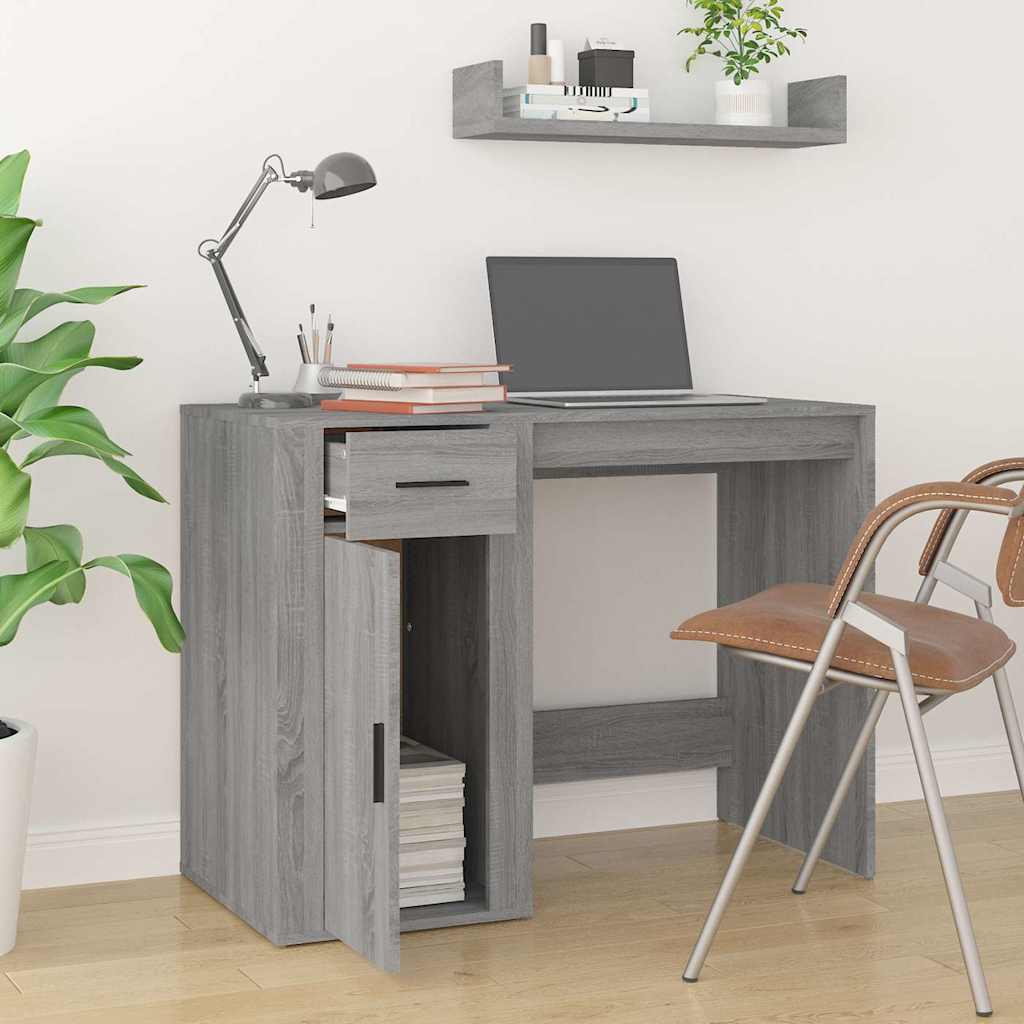 vidaXL Biurko, szary dąb sonoma, 100x49x75 cm, materiał drewnopochodny
