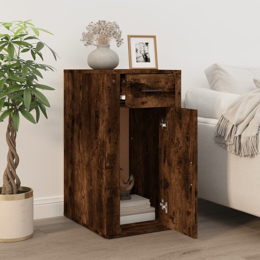 vidaXL Szafka pod biurko, przydymiony dąb, 40x49x75 cm