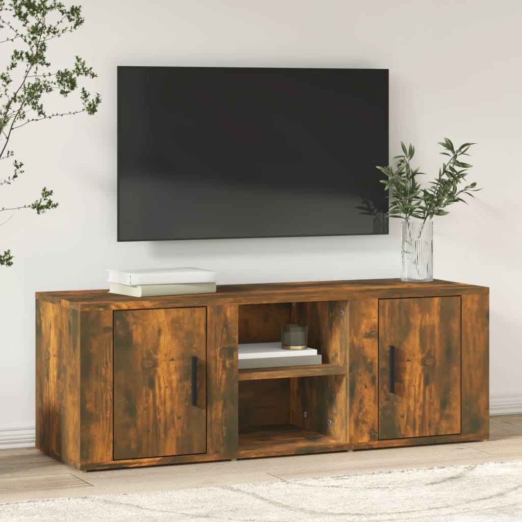 vidaXL Szafka pod telewizor, przydymiony dąb, 100x31,5x35 cm