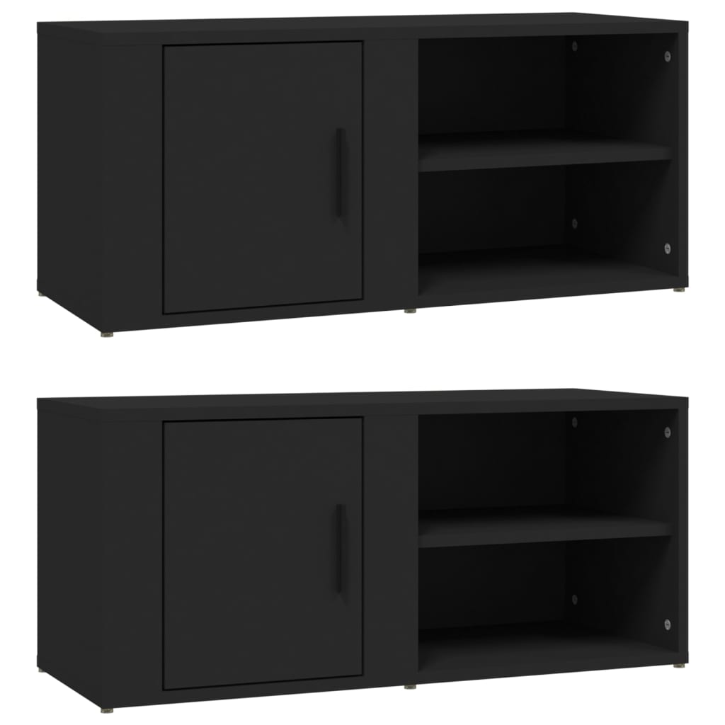 vidaXL Szafki pod telewizor, 2 szt., czarne, 80x31,5x36,5 cm