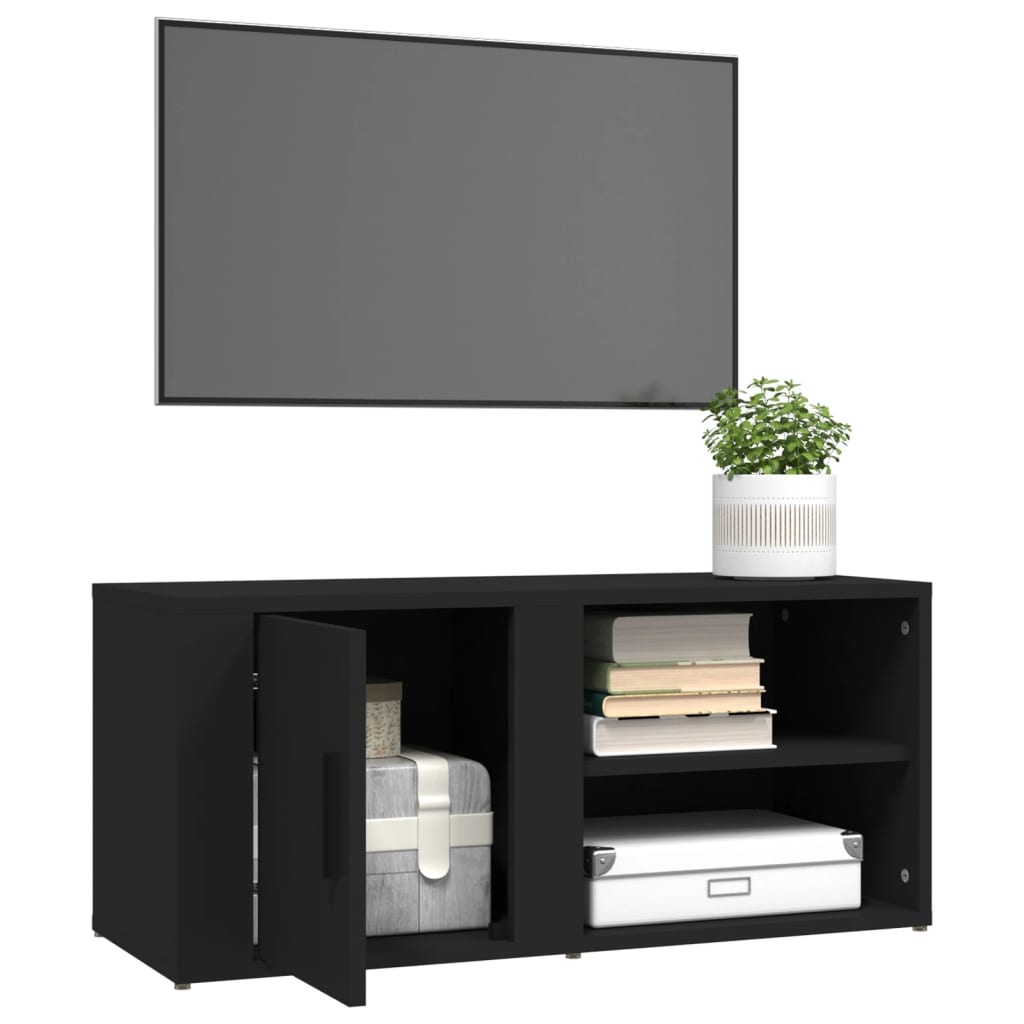 vidaXL Szafki pod telewizor, 2 szt., czarne, 80x31,5x36,5 cm