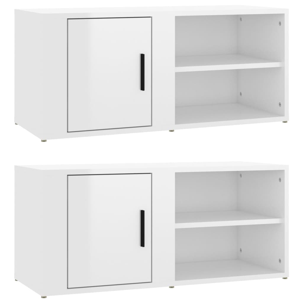 vidaXL Szafki pod TV, 2 szt., białe, wysoki połysk, 80x31,5x36 cm