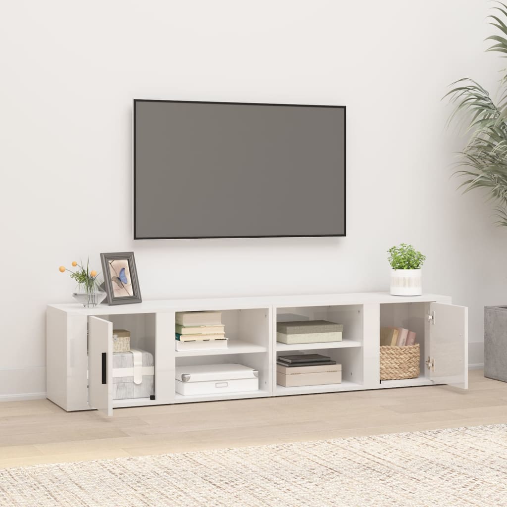 vidaXL Szafki pod TV, 2 szt., białe, wysoki połysk, 80x31,5x36 cm