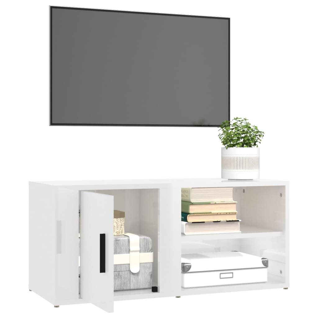 vidaXL Szafki pod TV, 2 szt., białe, wysoki połysk, 80x31,5x36 cm