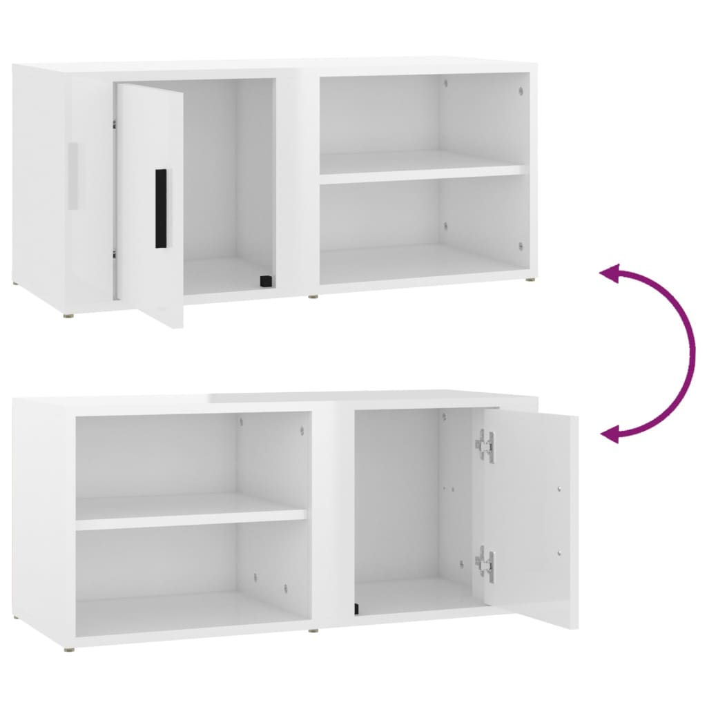 vidaXL Szafki pod TV, 2 szt., białe, wysoki połysk, 80x31,5x36 cm