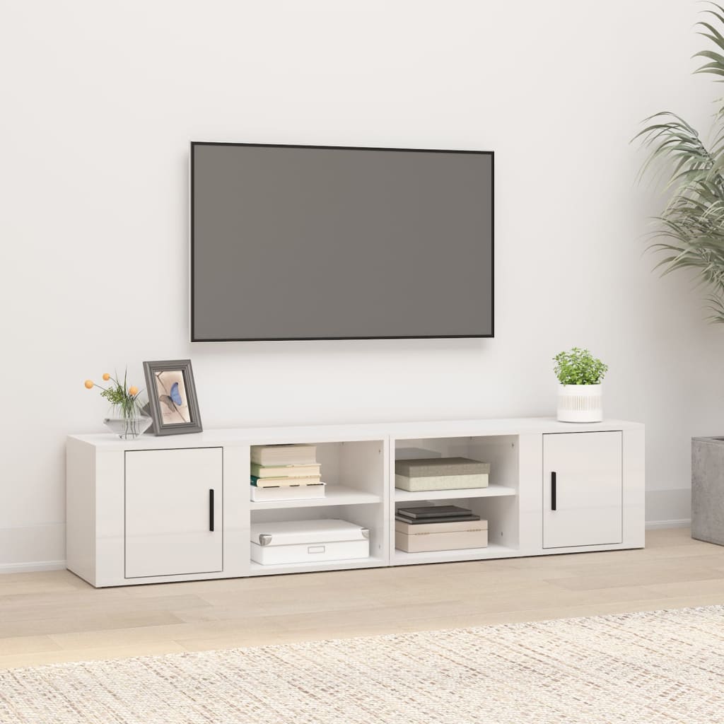 vidaXL Szafki pod TV, 2 szt., białe, wysoki połysk, 80x31,5x36 cm