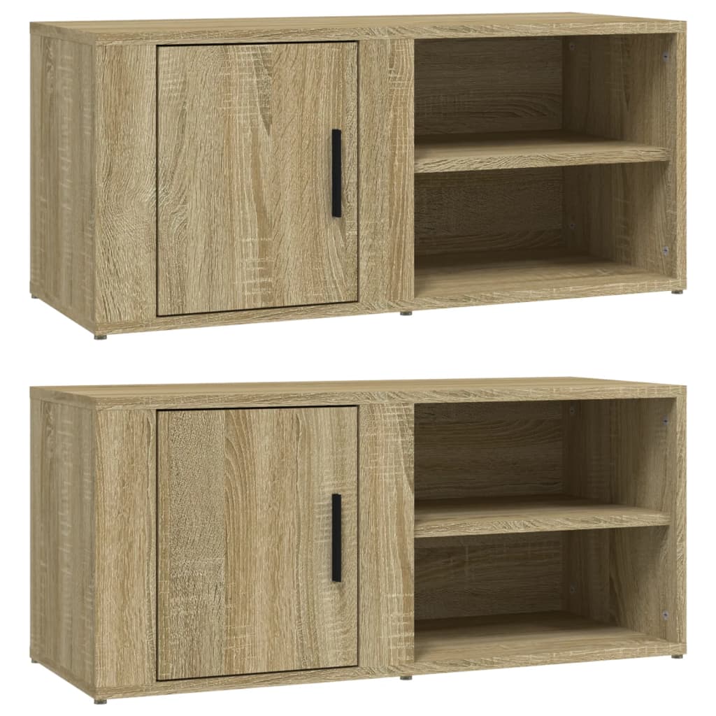 vidaXL Szafki pod telewizor, 2 szt., dąb sonoma, 80x31,5x36,5 cm