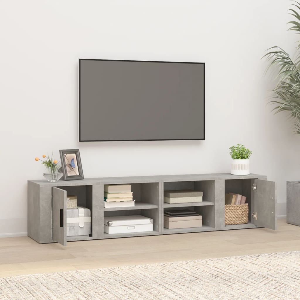 vidaXL Szafki pod telewizor, 2 szt., szarość betonu, 80x31,5x36 cm