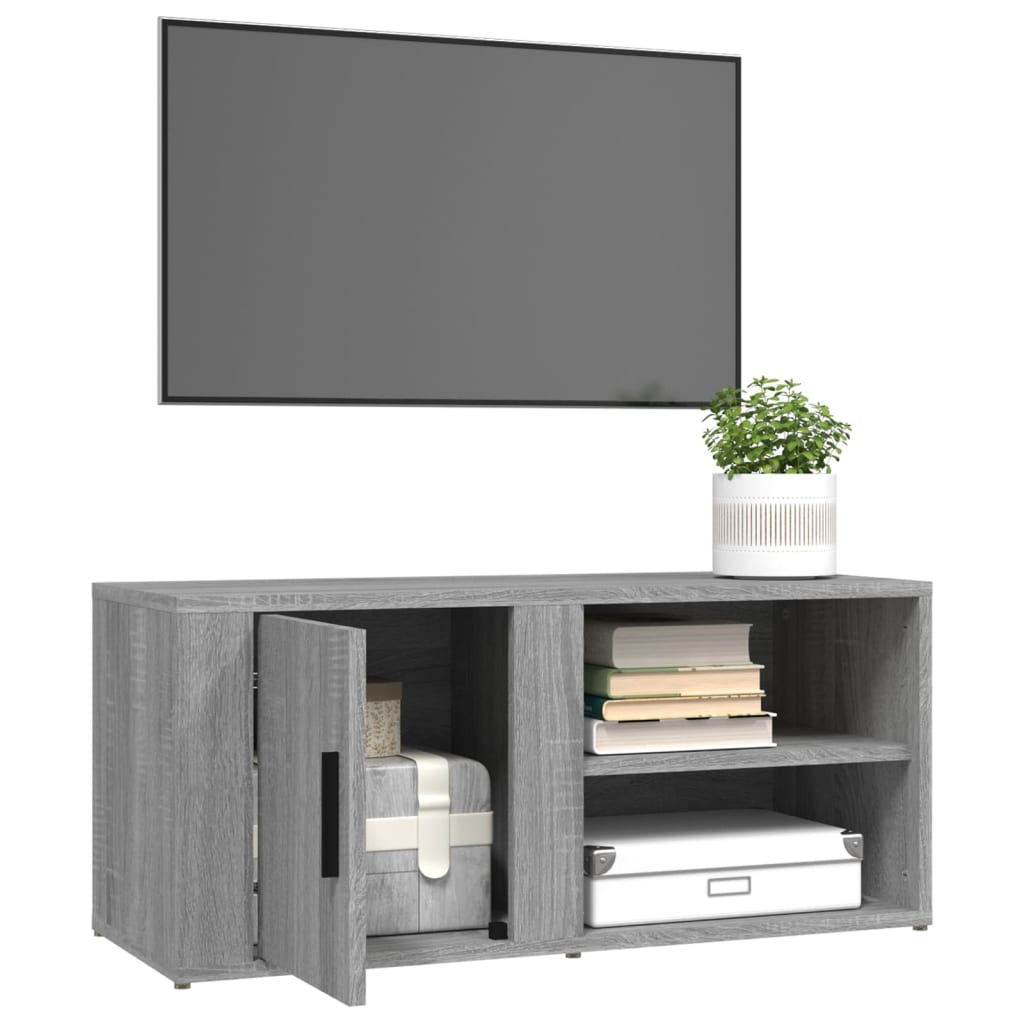 vidaXL Szafka pod TV, szary dąb sonoma, 80x31,5x36 cm