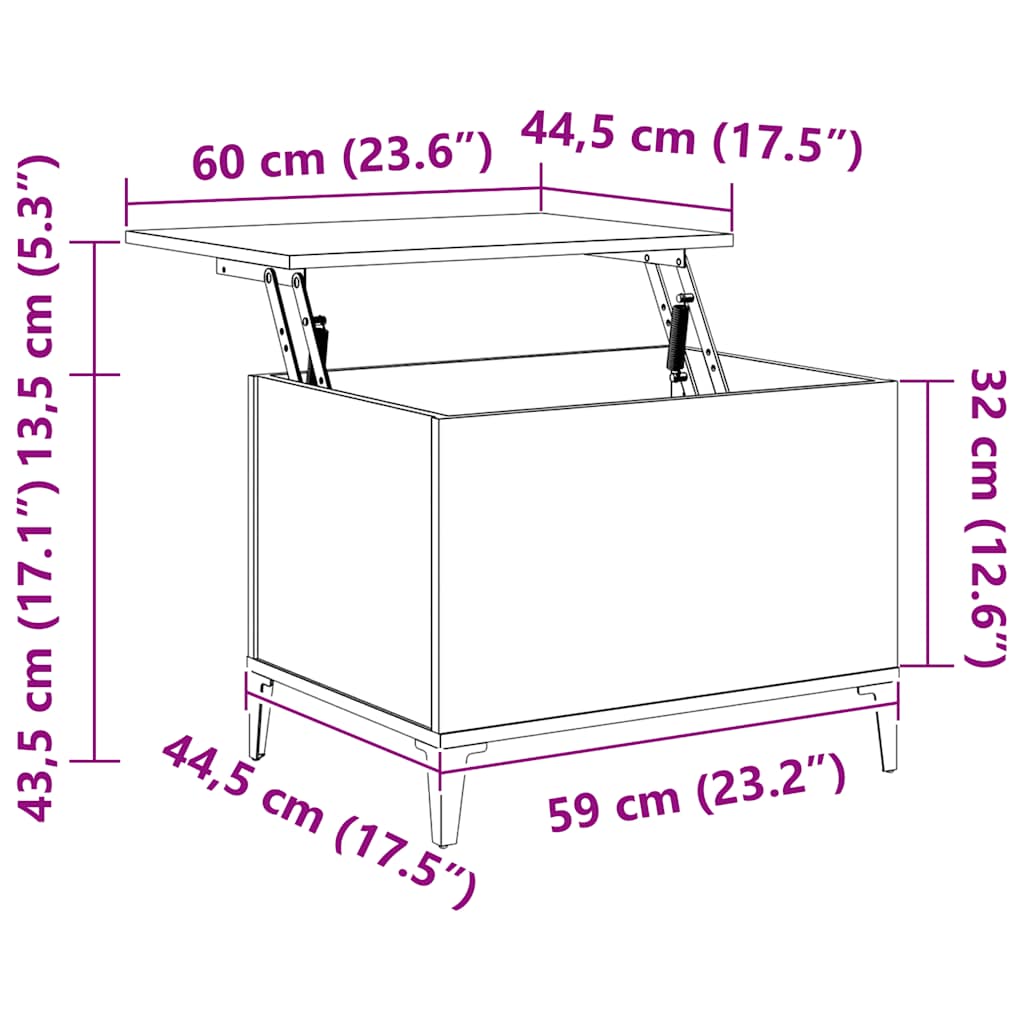 vidaXL Stolik kawowy, dąb sonoma 60x44,5x45 cm materiał drewnopochodny